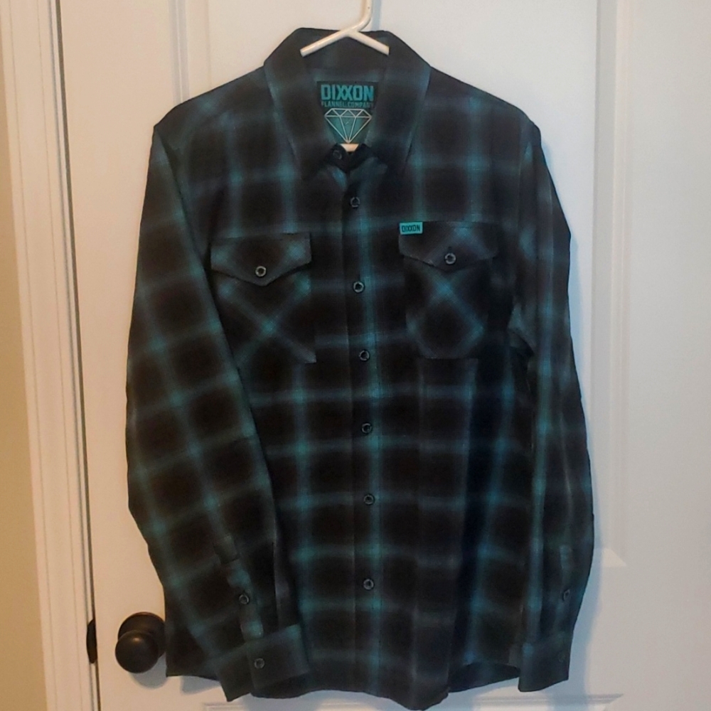 Dixxon Men's Blue and Black Plaid Shirt